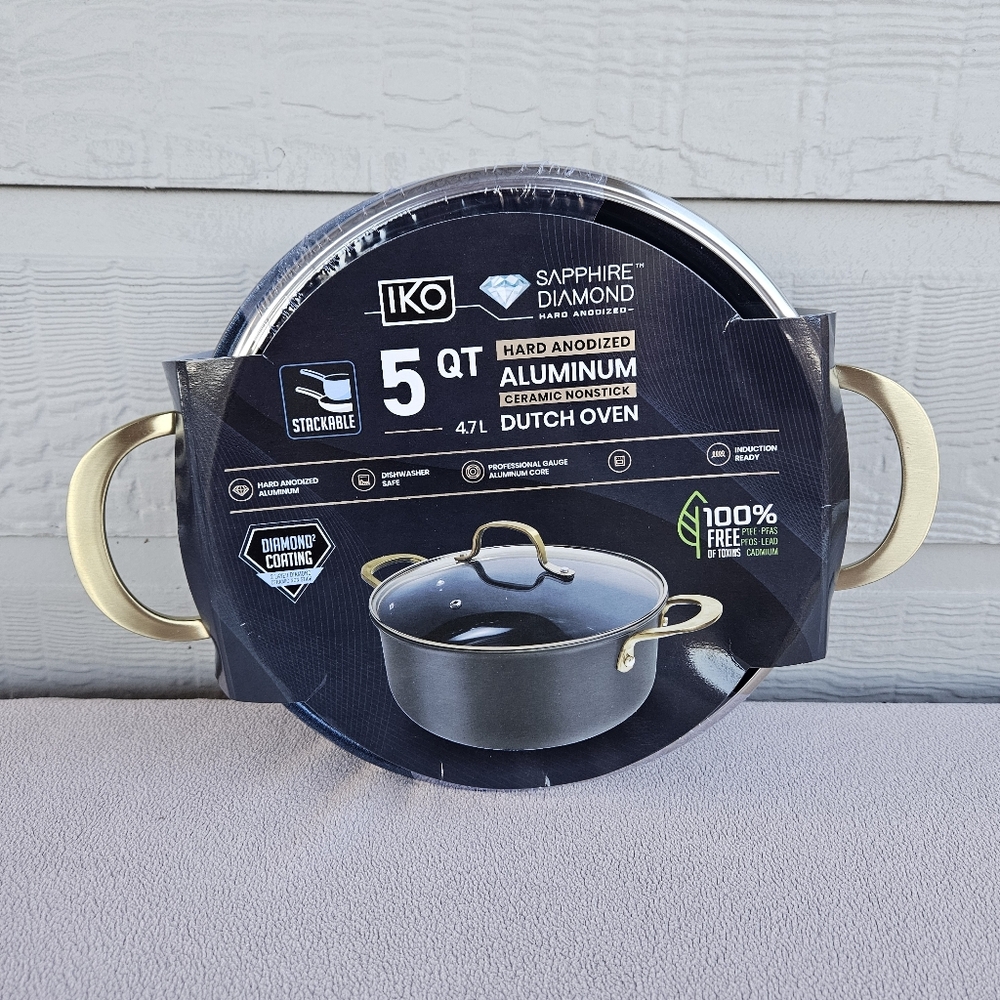 IKO 5Qt Hard Anodized Aluminum Ceramic Nonstick Dutch Oven Dishwasher Safe